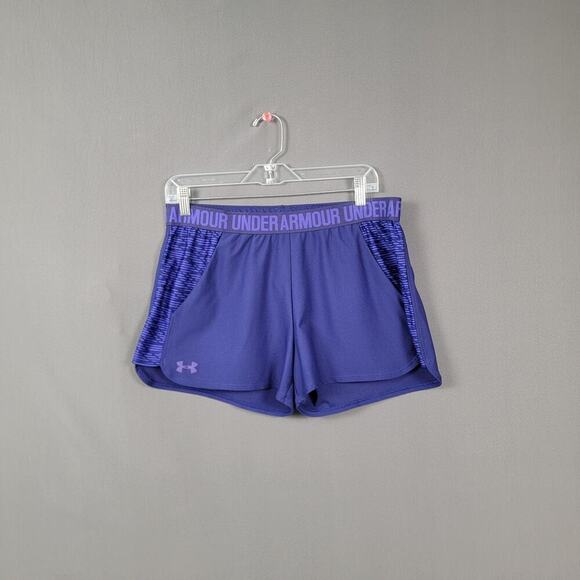 Under Armour Athletic Shorts Large HeatGear Purple Casual Athleisure - Picture 1 of 7